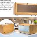 ETMI Bamboo Bread Box for Kitchen Counter-Large Capacity Bread Storage Container Farmhouse Bread Box with Window Bread Holder, 9.4 "x15.7"