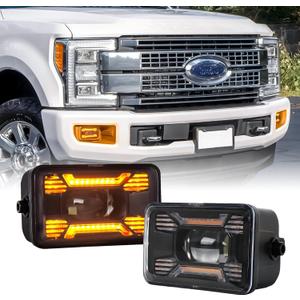 F150 LED Fog Lights, 4inch Fog Lights Upgrade X Design with Amber Turn Signal LED Front Bumper Fog Lamps Compatible with Ford F150 2015-2020 Ford Super Duty 2017 2018