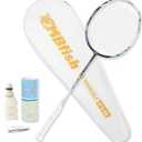 Badminton Racket Set with 1 Carbon Fiber Racquet, 3 Shuttlecocks, 2 Replacement Grip Tapes and 1 Badminton Bag - Perfect for Outdoor Games and Gym 5U, Color: Sound Velocity