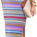 PRETTYGARDEN Womens Maxi Tank Spring Dress Sleeveless Crew Neck Striped Side Slit Casual Long Bodycon Dresses (Blue, L)