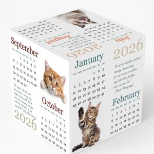 2 x 2026 Cube Desk Calendar  Small 1010 cm Desktop Block Calendar with Cute Cat Photos & Quotes, Mini Desk Decor for Home & Office, Cat Lover Desk Accessory
