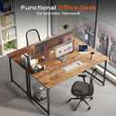 PRAISUN 47 X 24 Inch Computer Desk with Deeper Desktop, Gaming Office Writing Work Desk for Home Office, Study, Bedroom, Work from Home, Metal Frame, Rustic Brown, 47*23.6inch