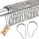 2 x Shower Curtain Hooks 24 Pack,Metal Ball Shower Rings Rust Proof with Rollers,Smooth Glide Shower Hooks for Bathroom,Decorative Shower Curtain Hangers for Curtains