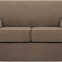 Turquoize 3 Piece Sofa Covers for 2 Cushion Couch Sofa Slipcover Soft Couch Cover for Dogs-Washable Sofa Furniture Cover with 2 Individual Cushion Covers, Thick Jacquard Fabric (Loveseat, Macchiato)