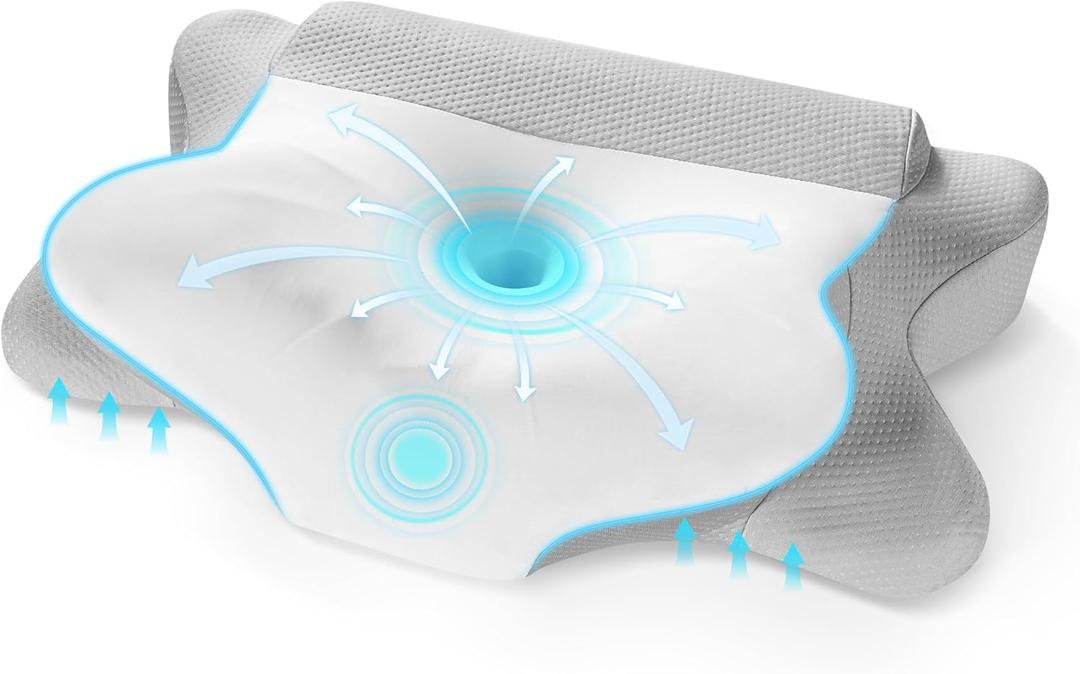 Cervical Pillow for Neck Pain Relief,Contour Memory Foam Pillow with Breathable and Cooling Pillowcase, Neck Support Pillow for Side, Back and Stomach Sleeper