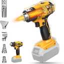 LIVOWALNY Cordless HeatGun Compatible with Dewalt 20v Battery (No Battery), 350W Fast Heating Soldering Hot AirGun 122-1022 Variable Temperature Control with 5 Nozzles for DIY Craft, Shrink Tubing