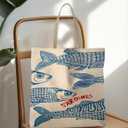 Beach Tote Bag, Summer Tote Bag for Women, Summer Reusable Grocery Bags Shopping Bags (Sardines)