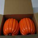 Artmag 8 Inch Large Artificial Pumpkins, 2PCS Big Orange Faux Foam Harvest Pumpkins for Fall Autumn Thanksgiving Seasonal Holiday Decor