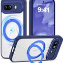 Compatible with Google Pixel 9a Case with 360 Magnetic Stand [Compatible with Mag-Safe ][Camera Lens Protector] Shockproof Translucent Phone Case For Google Pixel 9a 6.3'',Blue