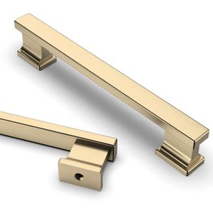 Asidrama 20 Pack 5 Inch(128mm) Brushed Brass Kitchen Cabinet Handles, Cabinet Pulls Kitchen Cabinet Hardware for Cupboard Drawer Pulls (5" Hole Center)