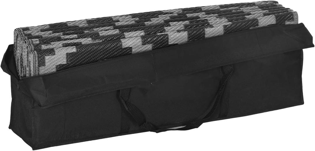 Reversible Large Outdoor Rug, 9' x 12' Waterproof Plastic Straw Floor Mat, Portable RV Camping Carpet with Carry Bag for Backyard, Deck, Picnic, Beach
