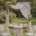 Ivory White Floral Table Runner 10ft Embroidery Tulle Spring Wildflower Table Runner Seasonal Summer Butterfly Kitchen Dining Gauze Decoration for Wedding Baby Shower Birthday Party (3 Pcs)