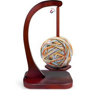HEH Wooden Yarn Holder for Knitting and Crocheting, Magnetic Yarn Ball Holder with Anti-Slip Pads, Yarn Holder Spinner for DIY Crafts, Crochet Gift for Knitting Lovers