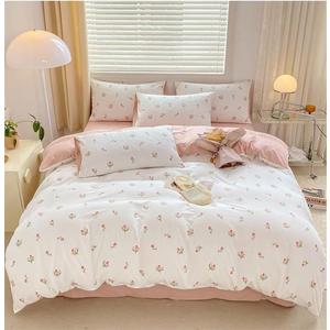 Floral Duvet Cover King Size Pink White Botanical Floral Bedding Set 3 Pieces Soft Breathable Garden Aesthetic Flower Comforter Cover with 2 Pillow Cases