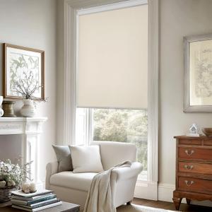 ChrisDowa Cordless Free-Stop 100% Blackout Blinds for Windows, Roller Windows Shades with Thermal Insulated, UV Protection Fabric for Living Room, Office and Home. Easy to Install.Beige,40" W X 72" H (40"W x 72"H, Beige)