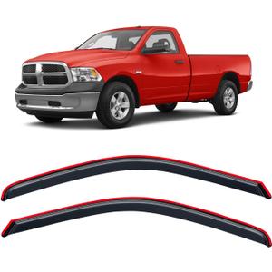 in-Channel Rain Guards for 2009-2018 Dodge Ram 1500 Standard Cab, 2010-2025 Ram 2500 & 3500 Regular Cab, 2019-2024 Ram 1500 Classic, Window Visor Shields Vent Deflector Shade Wind Dark Smoke, 2PCS