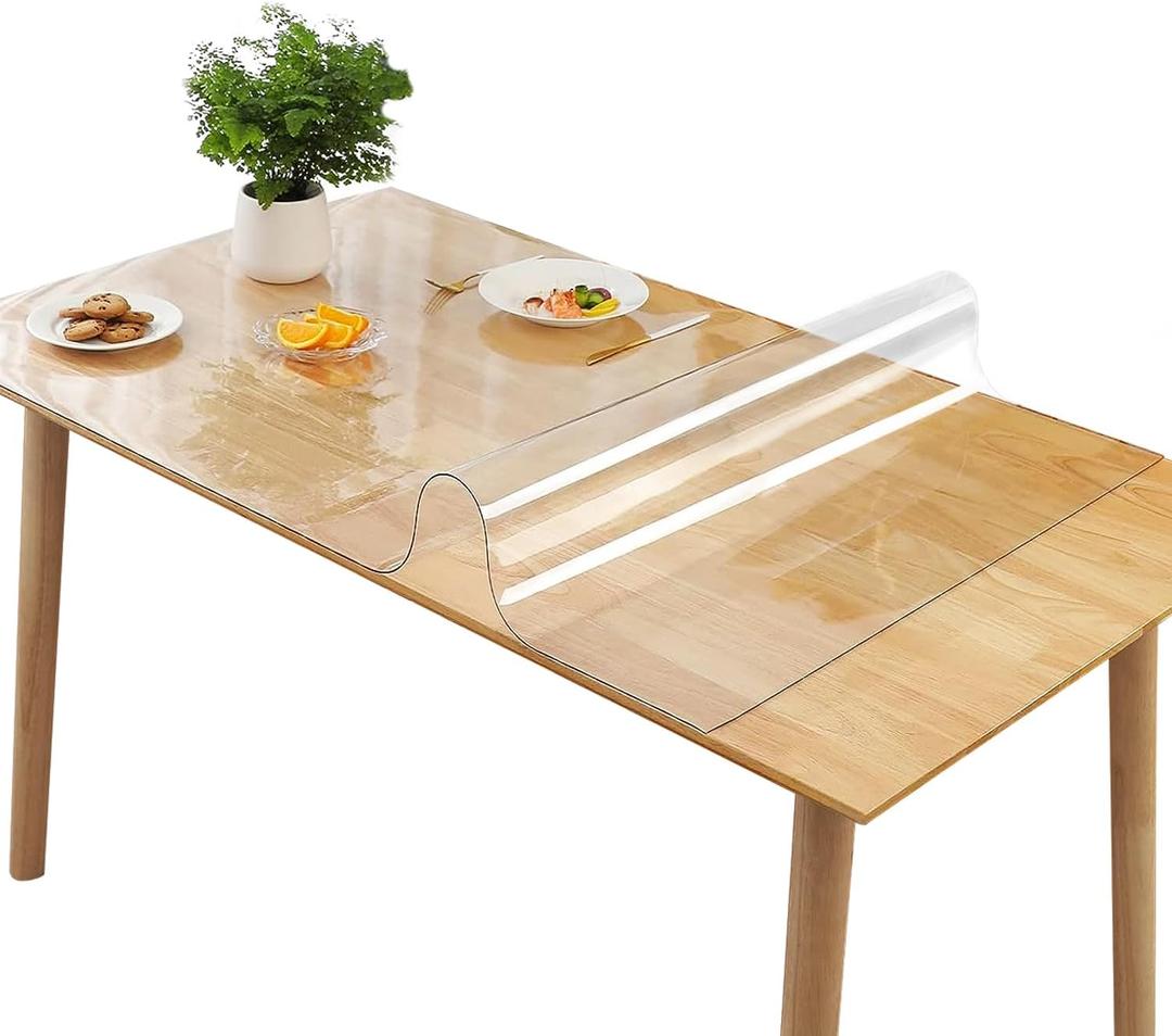 Rectangle 42 x 60 Inch Clear PVC Table Cover Protector Desk Vinyl Thickness 1.5mm Waterproof Plastic Tablecloth Anti-hot Transparent Table Pad (42 x 60 Inches, 1.5mm)
