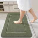 LOCHAS Bath Mat, 24" x 36", Sage Green, Soft Thick Absorbent Quick Dry Microfiber, Non Slip, Machine Washable, Modern Style