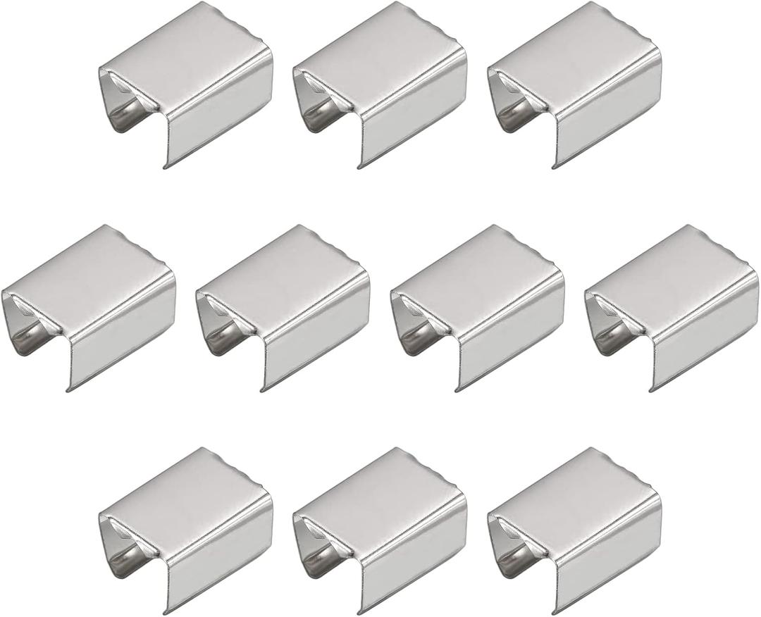 uxcell Fold Over Crimp Caps, 200Pcs 12 x 10mm Ribbon End Clasp Tips Clamp Cord Ends for Jewelry DIY Craft Making, White Nickel