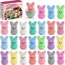 24Pack Mini Flocked Bunny for Easter Basket Stuffers, Easter Egg Fillers for Kids, Easter Gifts for Children, Easter Toys Party Favors & Decor