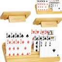plusvivo Card Holders for Playing Cards with Adjustable Stand Set of 4, Playing Cards Holders Organizer for Adults Seniors Kids, 5 Slots Wooden Card Holder for Canasta Hand and Foot Bridge