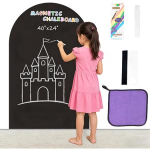Magnetic Chalkboard Wall Decal 24''x40'' Arch - Peel and Stick Felt Removable Reusable, Easy Clean Self Adhesive Fabric Wall Decor for Home Office Kids Room-Black