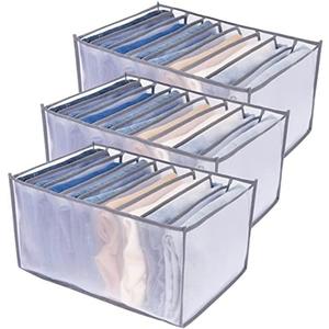 Upgraded Wardrobe Clothes Organizer, TIGARI Drawer Dividers for Clothes, Drawers Organizer for Clothes, Compartment Storage Box for Bedroom Dorm Room(Gray, 9 Grids)