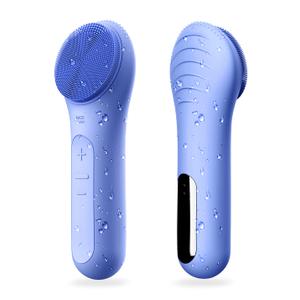 NgraCoola CLIE Facial Cleansing Brush, Waterproof and Rechargeable Face Scrub Brush for Men & Women, Cleansing, Exfoliating and Massaging, Electric Face Scrubber - Blue