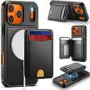 for iPhone 17 Pro Case Wallet Compatible with Magsafe, RFID Blocking Magnetic Card Holder 2 in 1 Detachable Kickstand Shockproof Phone Case for iPhone 17 Pro 6.3" Black