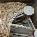 Wicker Baby Carriage for Baby Shower Vintage Wicker Stroller Woven Rattan Flower Basket Rustic Decorative Cart Storage with Handle for Floral Arrangement Wedding Photo Props(Wood Color,24 in)