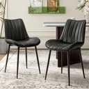 VECELO Dining Chairs Set of 2, Vegan Leather Fabric & Metal Frame, Mordern Style for Kitchen, Living Room,Offcie, Black