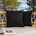 Kevin Textile Pack of 2 Decorative Outdoor Waterproof Throw Pillow Covers Checkered Pillowcases Classic Cushion Cases for Patio Couch Bench 20 x 20 Inch Black