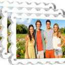 3 Pack Acrylic Picture Frames 4x6 Inch Magnetic Photo Frames, 10+10mm Thick Block, Double Sided Clear Frameless Photo Display, UV Resistant Scalloped Frames Freestanding for Desktop Display