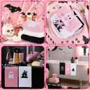 3 Pcs Pink Halloween Hand Towels for Bathroom, Happy Halloween Embroidered Towels Farmhouse Decorative 13.78 x 29.53 Inch Absorbent Soft Cotton for Kitchen Dish Fast Drying Gift