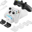 Dual Dock Charging Station Compatible with Xbox Series X/S, Xbox One/One X/One S Controllers, Efficient Xbox Controller Charger with 2 * 1100mah Rechargeable Controller Battery Packs(White)
