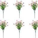 zxhrybh 6 Bundles UV Resistant Artificial Flower, Plastic Fake Plants, Faux Plants for Garden, Porch, Window Box, Home and Wedding Decor(Pink)