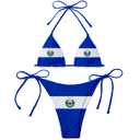 EL Salvador Flag Women Micro Sexy Bikini Bra Set Summer Beachwear Sexy Beach Two Pieces Bathing Suits Swimwear Blue (Small-Medium)