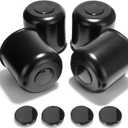 5.15 Inch Stainless Trailer Wheel Center Cap Kit - 4 Matte Black Push Through Center Caps with 4 Replacement Open End Plus Plug Center Caps for Truck SUV Rv