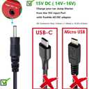 Fanlide DC 15V 1A Adapter Charger for Car Jump Starter, Peak 450A 500A 600A 800A 1000A Auto Battery Booster Jump Starter Charger