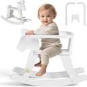 labebe - Wooden Rocking Horse, Baby Wooden Ride On Toys for 12M+, White Rocker Toy with Removable Fence, Toddler Riding Toy Indoor/Outdoor, Nursery Birthday Gift