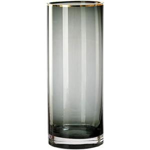 Ins Modern Glass Vase Crystal Gray Glass Vase for Home Office Decor (Crystal Grey) (7.9inX3.9in)