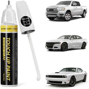 (Ivory White/Vice White (PWD/JWD) Car Touch Up Paint for Dodge Ram, Car Paint Scratch Repair Kit, Quick & Easy Solution to Repair, 2 in 1 Scratch Remover Pen With Color-Matched
