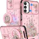 Buleens for Samsung Galaxy A16 5G Phone Case - with Ring Stand & Camera Cover Aesthetic Cute Designed for Women Girls Girly Kawaii Castle Flowers for Samsung A16 5G Cases Compatible with Magsafe