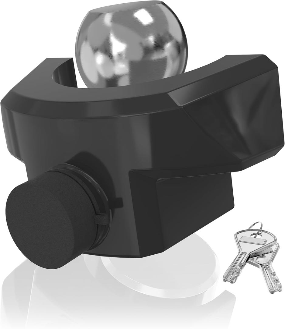 DEEAGLE Trailer Locks Ball Hitch, Heavy Duty Trailer Hitch Locks Fits 2 Couplers, Anti-Theft Ball Hitch Lock for RV Travel Trailer, Black