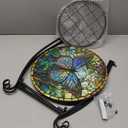 Outdoor Side Table Round Small Mosaic Patio Accent Indoor End Plant Metal Coffee Tea Table for Yard Porch Garden Patio Living Room, Bedroom(Butterfly Style,12 Inch)