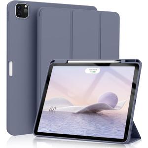 KenKe Case for iPad Pro 12.9 Inch (6th/5th, 2022/2021), for iPad Air 13 Inch (M3/M2, 2025/2024) with Pencil Holder, Smart Trifold Stand Cover & Auto Wake/Sleep for iPad Pro 12.9 Case, Purple Gray