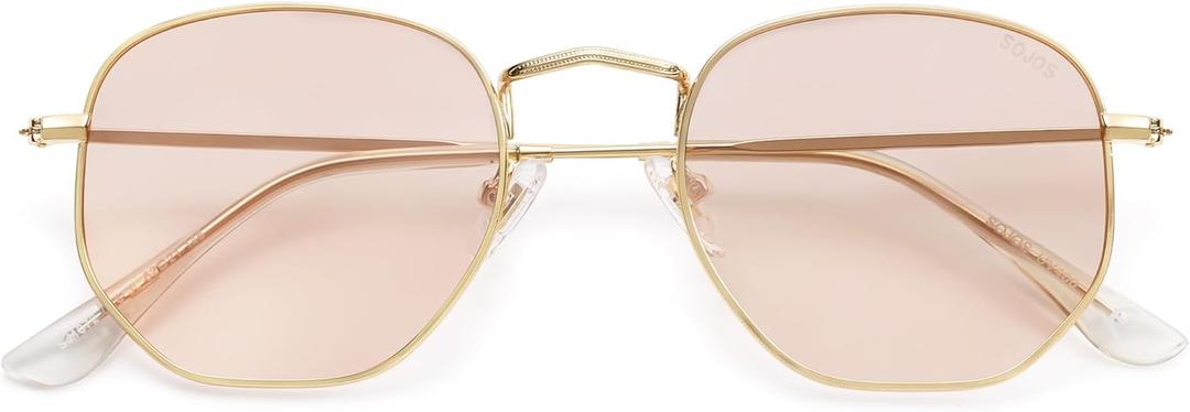 SOJOS Square Polarized Sunglasses for Women Men Small Hexagonal Polygon Shades SJ1072 (Light Brown)