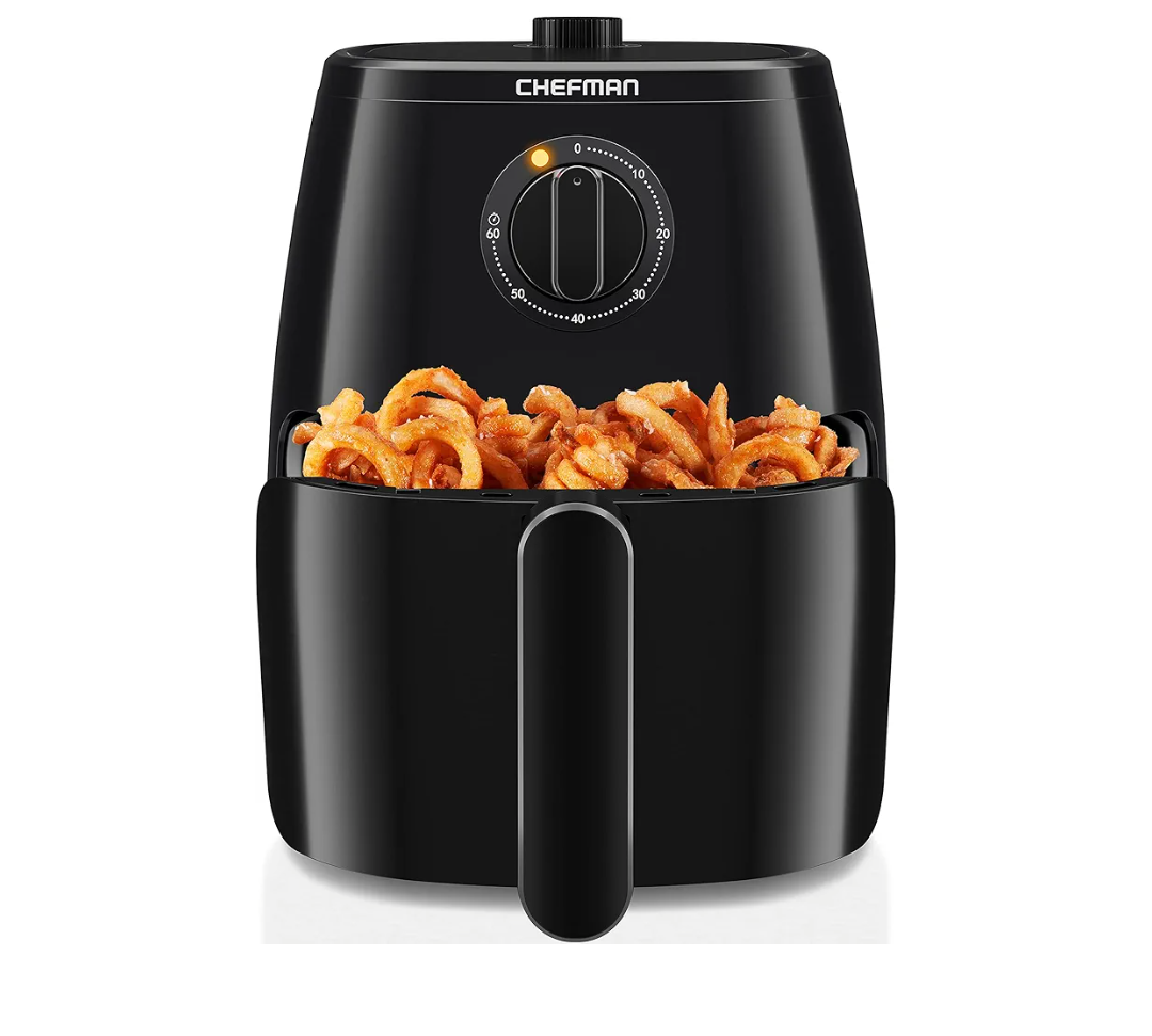 Chefman TurboFry 5-Quart Air Fryer, Integrated 60-Minute Timer for Healthy Cooking, Cook with 80% Less Oil, Adjustable Temperature Control, Nonstick Dishwasher-Safe Basket and Tray, Black