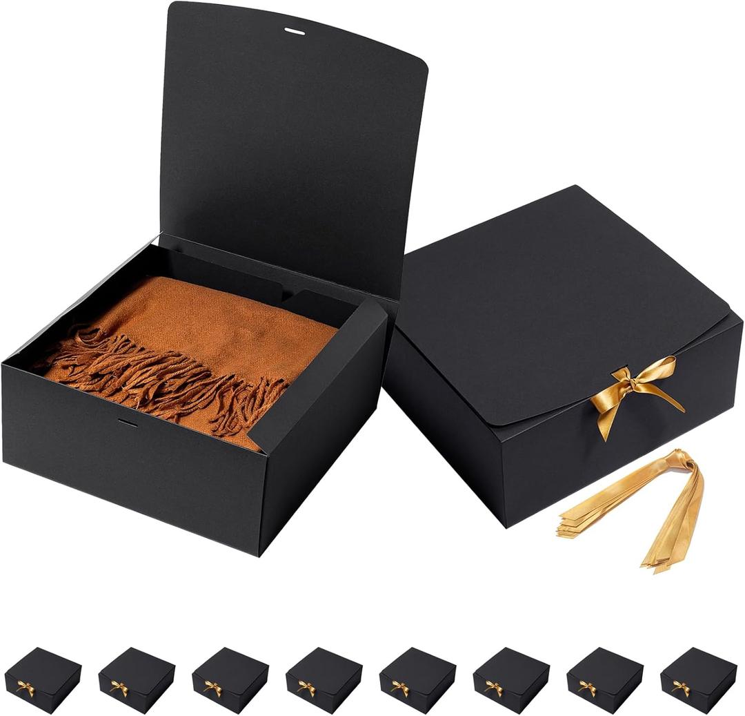 Mcfleet Black Gift Boxes with Lids 12x12x5 Inches 10 Pack Groomsmen Proposal Boxes Cardboard Gift Box for Presents, Craft Boxes for Christmas, Wedding, Graduation, Holiday, Birthday Gift Packaging