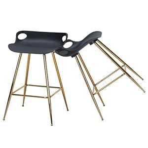 Sidanli Black Bar Stools Set of 2, Gold Bar Stools Set of 2.